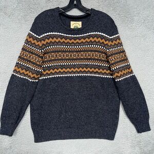 O'Halon Mills Sweater Men's Sz L Gray Skybreak Geometric Knit Wool Blend Grandpa